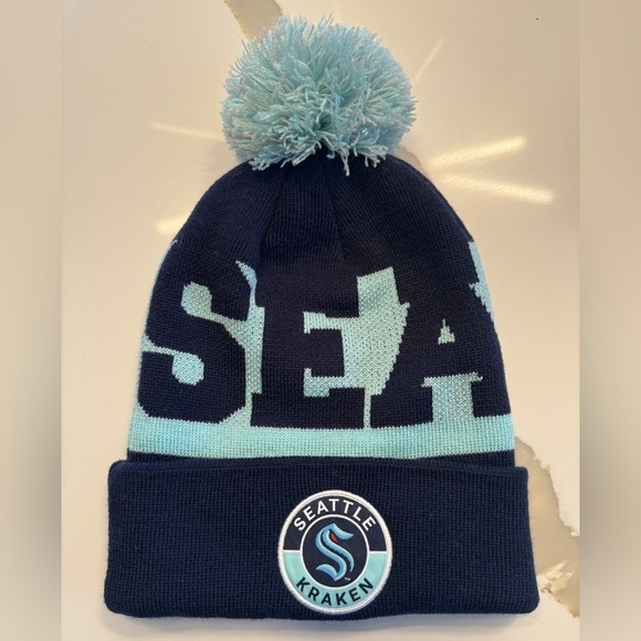 Ice Other - Seattle Kraken ICE32 Navy & Ice Blue Pom Beanie
